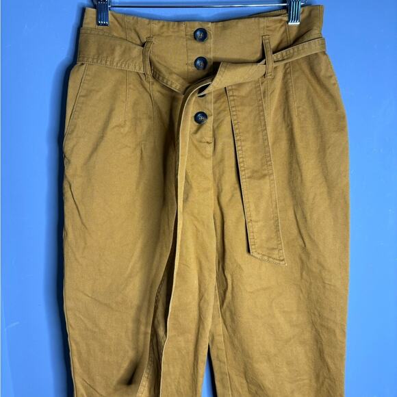 Boden Brown High Waisted Belted Button Fly Cropped Pants Size 6P - Picture 3 of 7